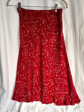 Vintage Putumayo Red Floral Print Midi Skirt